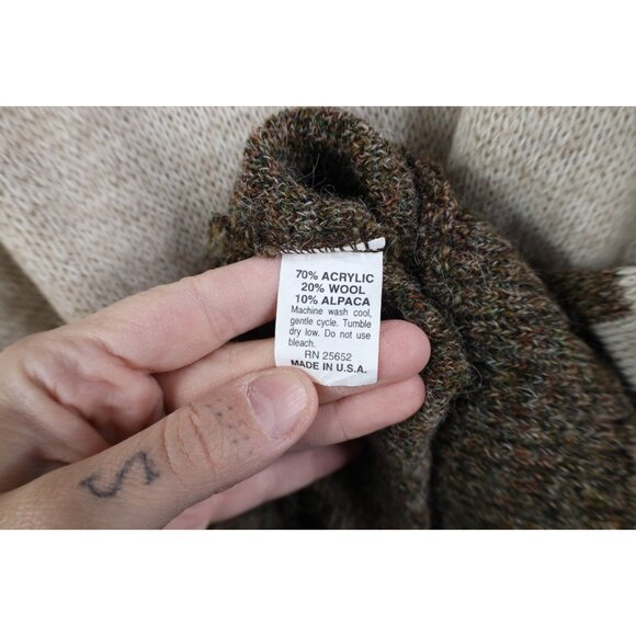 Vtg 90s Streetwear Mens Large Alpaca Wool Blend Knit Collared Sweater Earth Tone - Picture 8 of 11